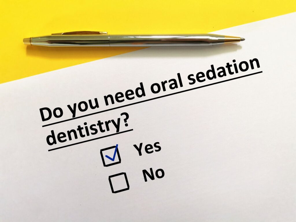 Form inquiring about oral conscious sedation